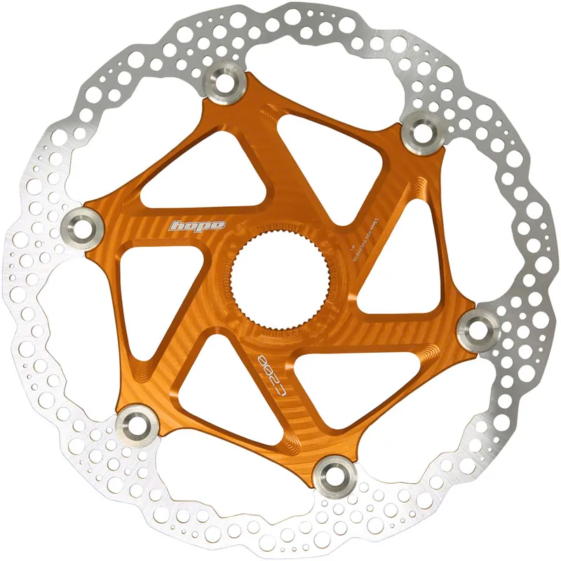 Hope MTB Floating Centre-Lock Disc Brake Rotor - 200mm Center-Lock Orange Trusted Brand