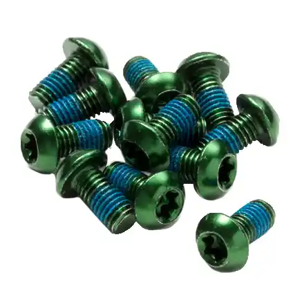 Reverse Disc Rotor Bolts M5x10 12/Pack - Green  | Bikeparts.Com Direct From Factory