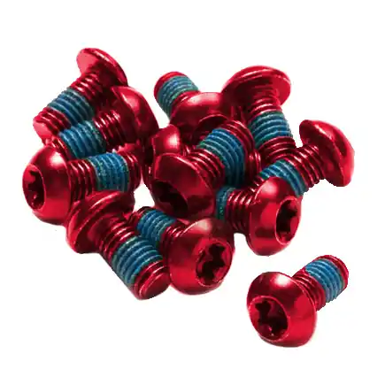 While Supplies Last Reverse Disc Rotor Bolts M5x10 12/Pack - Red  | Bikeparts.Com