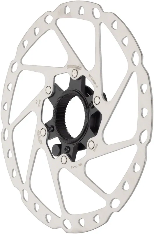 Shimano STEPS RT-EM600-M Disc Brake Rotor with Integrated Speed Sensor Magnet - 180mm Center Lock For eBike Silver | Bikeparts.Com Bulk Order