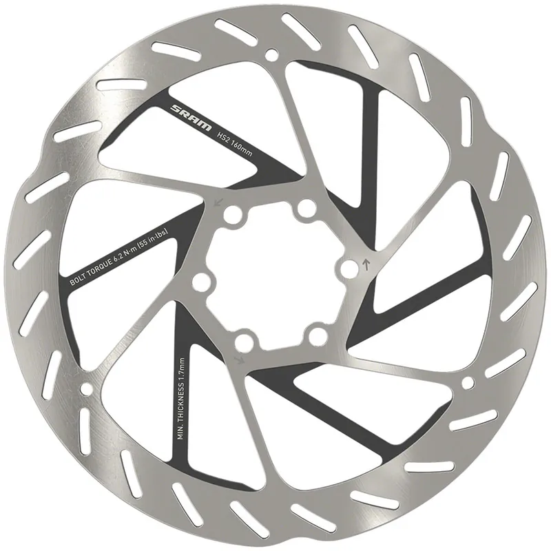 Same Day Shipping SRAM HS2 Disc Brake Rotor - 160mm 6-Bolt Rounded Silver/Black