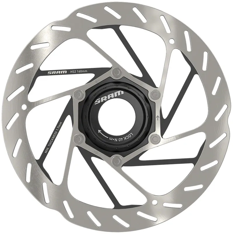 Grab Now SRAM HS2 Disc Brake Rotor - 160mm Center Lock Rounded Silver/Black