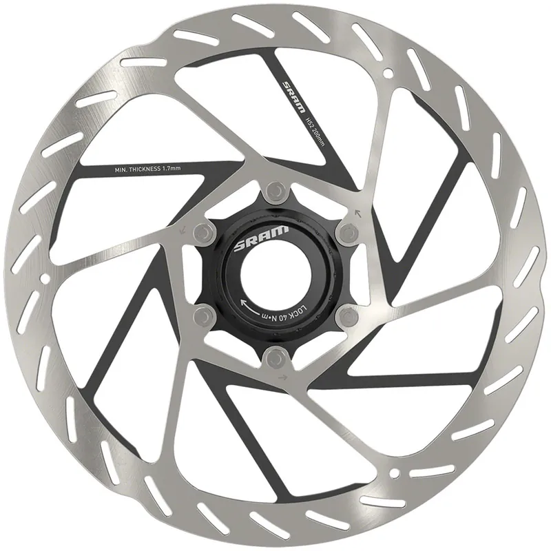 SRAM HS2 Disc Brake Rotor - 200mm Center Lock Rounded Silver/Black Holiday Sale