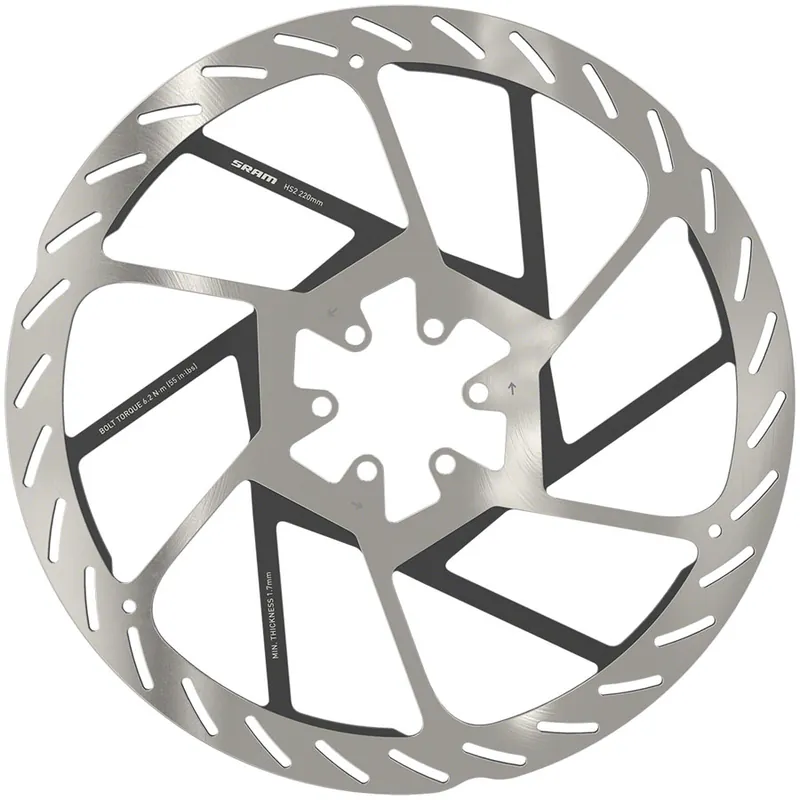 SRAM HS2 Disc Brake Rotor - 220mm 6-Bolt Rounded Silver/Black  | Bikeparts.Com Grab Now