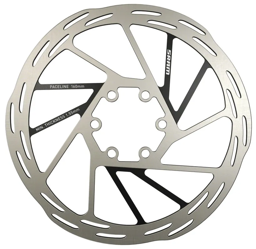 SRAM Paceline Disc Brake Rotor - 160mm 6-Bolt Silver/Black Handmade