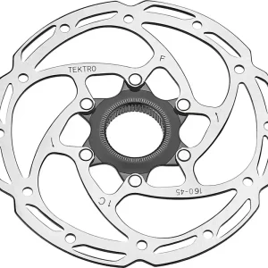 Tektro TR-45 Disc Brake Rotor - 160mm Center-Lock 2.3mm Thickness Silver Crafted