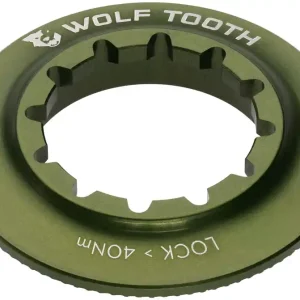 Wolf Tooth CenterLock Rotor Lock Ring - Internal Splined Olive  | Bikeparts.Com Secure Checkout