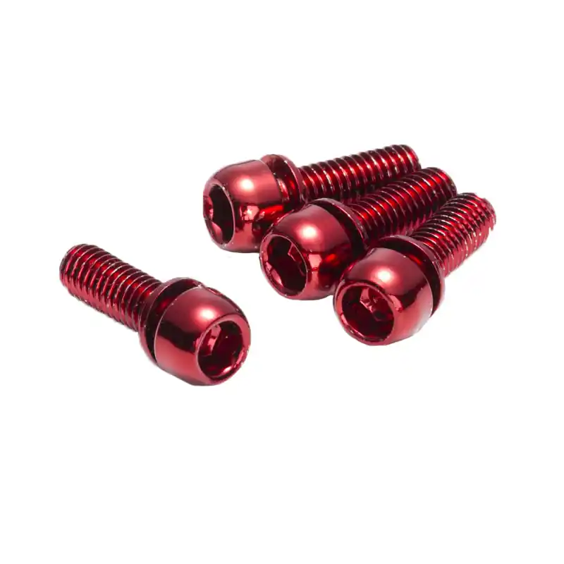 Reverse Disc Brake Caliper Bolts M6x18 4/Pack - Red  | Bikeparts.Com Must Have