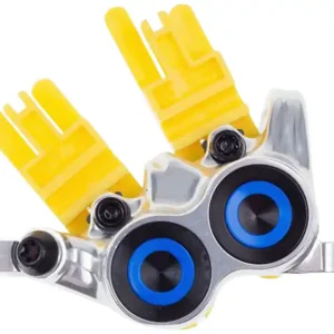 Magura MT Trail SL Disc Brake Caliper - Front Post Mount 4-Piston Chrome/Blue  | Bikeparts.Com Must Have