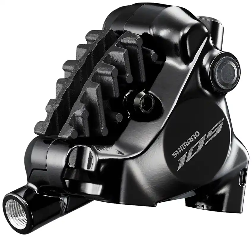 Free Shipping Shimano 105 BR-R7170 Road Hydraulic Disc Brake Caliper - Rear Flat Mount L03A Resin Pads with Fins | Bikeparts.Com