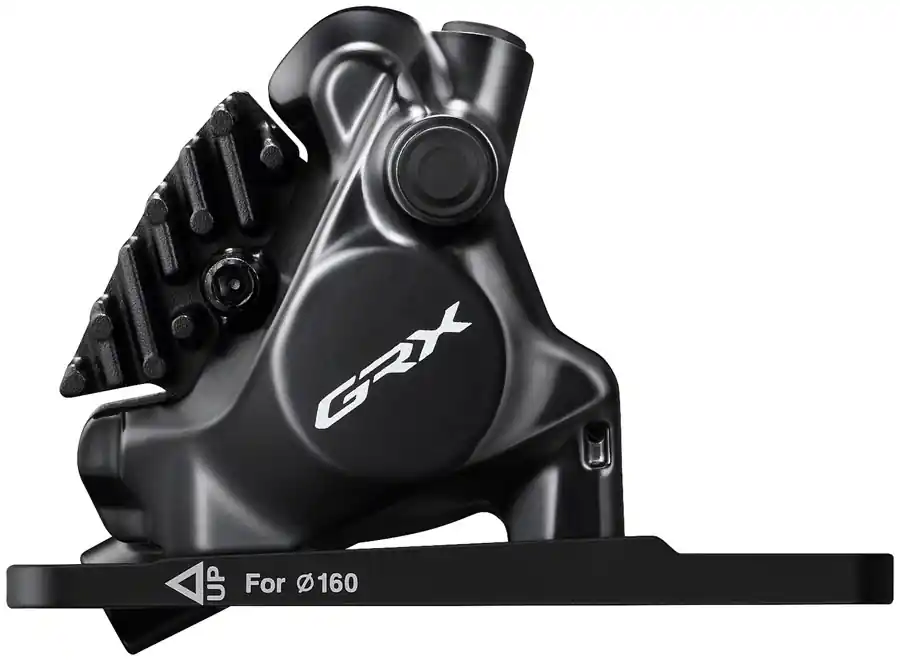 Hassle-Free Returns Shimano GRX BR-RX820 Hydraulic Disc Brake Caliper - Front Flat-Mount W/Bracket for 140/160mm Rotor (Assembled for 160mm) | Bikeparts.Com