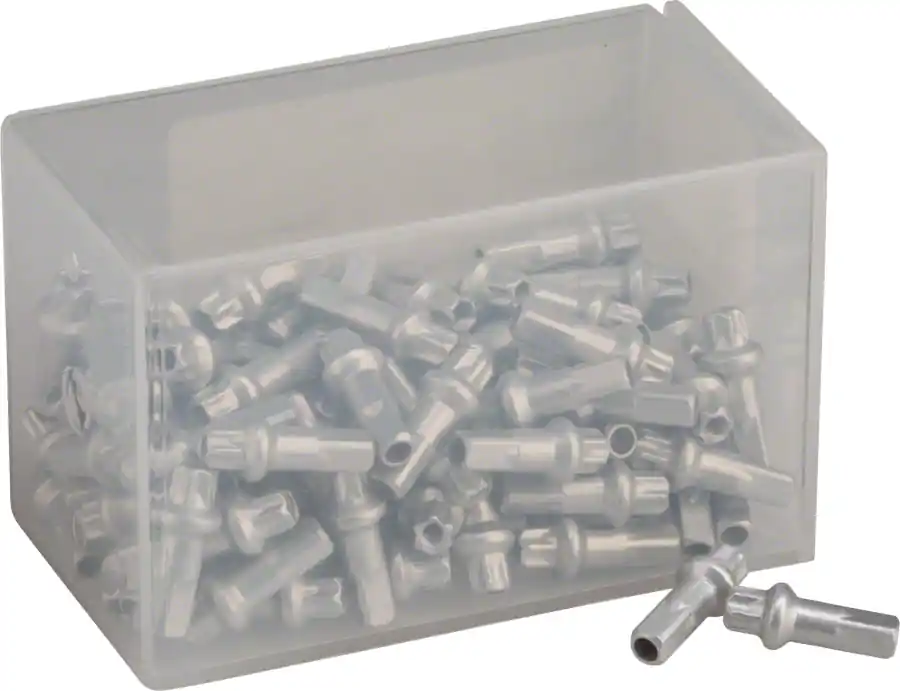 Crafted DT Swiss Squorx Pro Head Aluminum Nipples: 2.0 x 15mm Silver Box of 100 | Bikeparts.Com