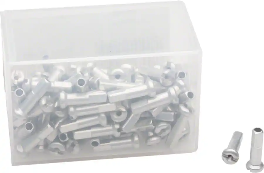 Affordable DT Swiss Standard Aluminum Nipples: 2.0 x 16mm Silver Box of 100 | Bikeparts.Com