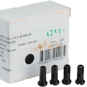 Exclusive Offer DT Swiss Standard Brass Nipples: 2.34 x 14.5mm Black Box of 100  | Bikeparts.Com