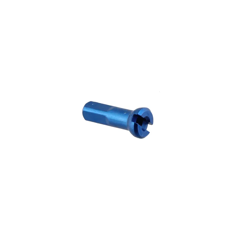 Handmade Sapim Alloy Polyax Nipple 14g/14mm Blue 100/Count  | Bikeparts.Com