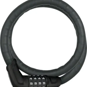 Fast Shipping ABUS Tresorflex 6615 Combination Coiled Cable Lock: 120cm x 15mm With Mount Black