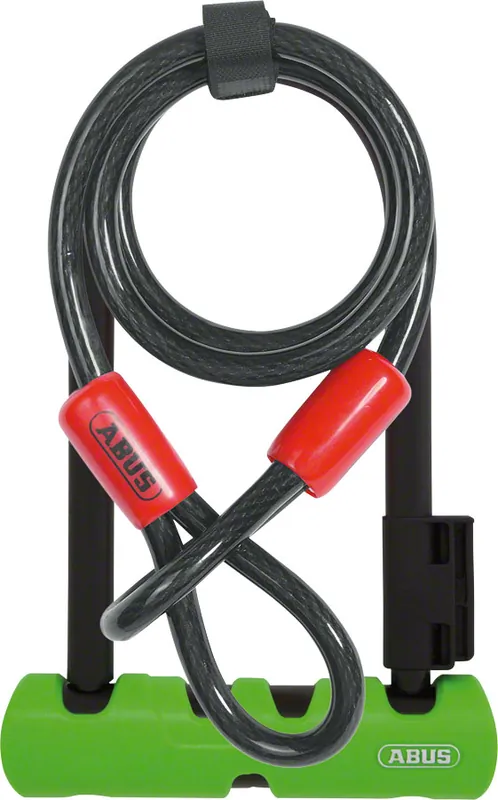 Abus Ultra 410 U-Lock - 3.9 x 7" Keyed Black/Green Includes Cobra cable and bracket Original