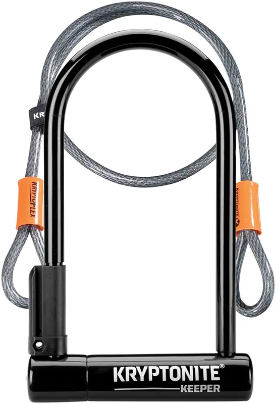 High Quality Kryptonite Keeper U-Lock - 4 x 8" Keyed Black Includes 4' cable and bracket | Bikeparts.Com