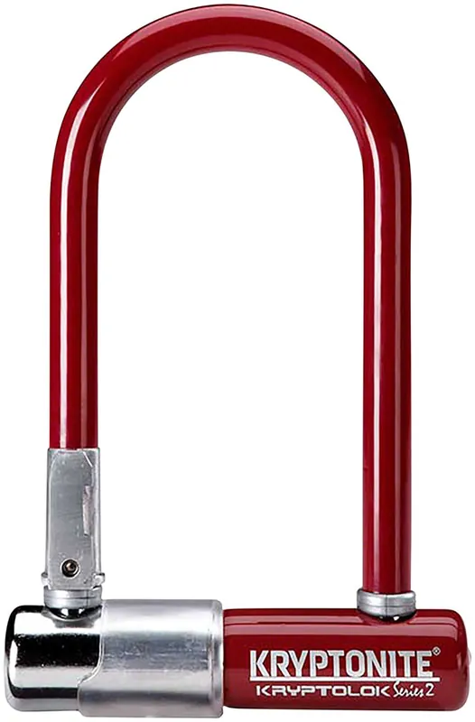 Last Chance Kryptonite Krypto Series 2 Mini-7 U-Lock - 3.25 x 7" Keyed Maroon Includes bracket | Bikeparts.Com