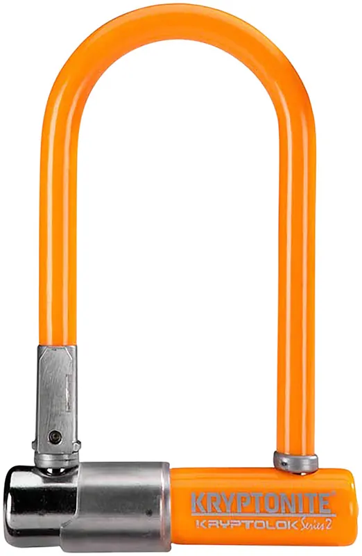 Limited Edition Kryptonite Krypto Series 2 Mini-7 U-Lock - 3.25 x 7" Keyed Orange Includes bracket | Bikeparts.Com