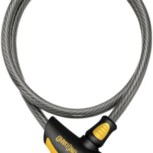 Genuine OnGuard Akita Non-Coil Cable Lock with Key: 10' x 12mm Silver/Black/Yellow