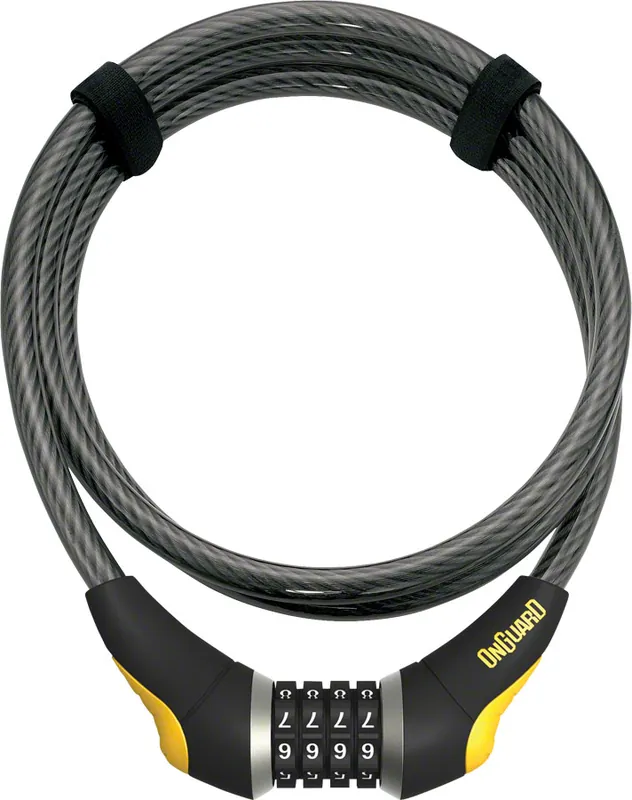 OnGuard Akita Resettable Combo Cable Lock: 6' x 10mm Gray/Black/Yellow Authentic