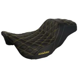 Limited Offer Rise Up Seat for Harley® Touring '08-'25 (Diamond / Gold Stitch)