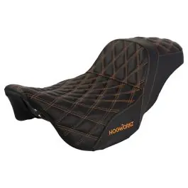 Rise Up Seat for Harley® Touring '08-'25 (Diamond / Orange Stitch) Fan Favorite