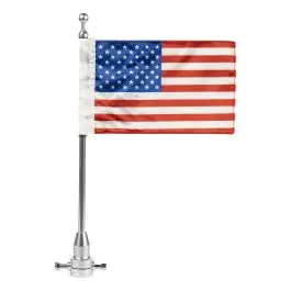 High Quality USA Flag / Pole with Luggage Rack Mount for Harley-Davidson® | Chrome