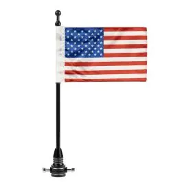 Genuine USA Flag / Pole with Luggage Rack Mount for Harley-Davidson® | Black