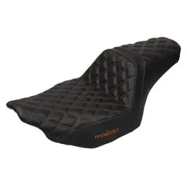 Premium Rise Up Seat for Harley® Touring '23.5-'25 (Diamond / Orange Stitch)
