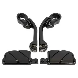 Must Have Long Angled Adjustable Highway Foot Pegs & Clamps | Black