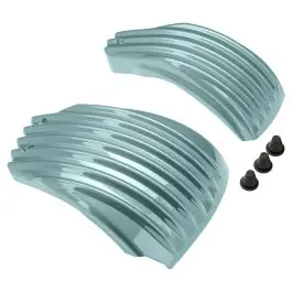 Authentic Silver Pine Ribbed Battery Covers for Harley® Softail '18-'24