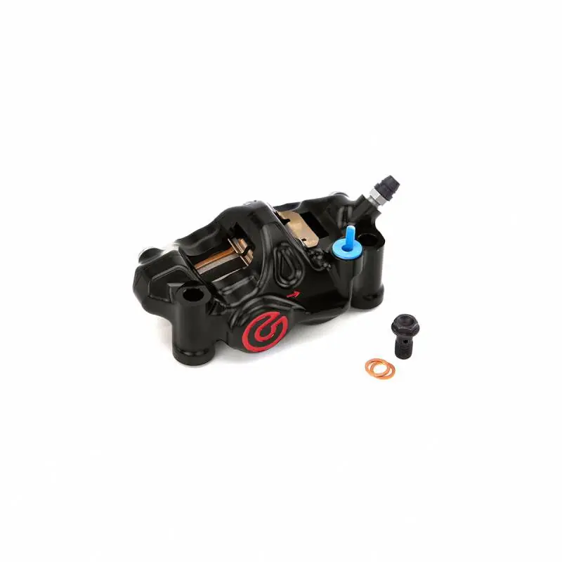 Same Day Shipping Brembo Caliper, Right, P4 32mm, .484 Cafe, Billet 2-Piece, 108mm Radial Mount, Black