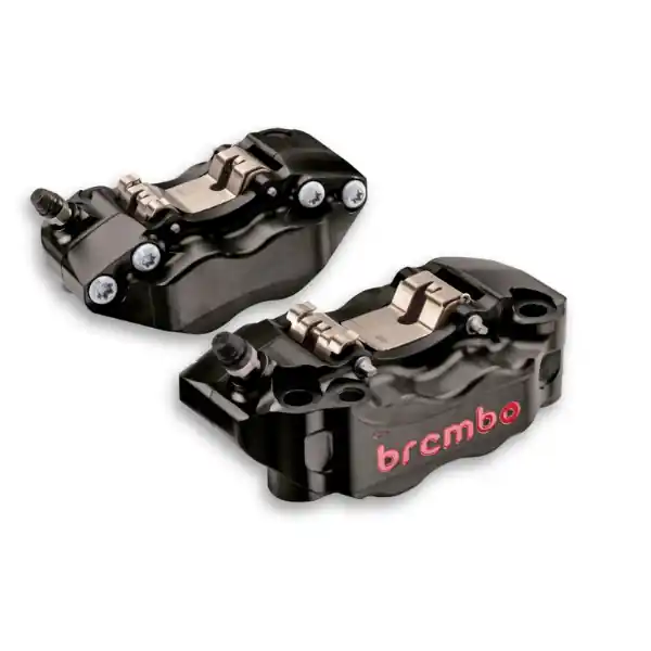 Shop Now Brembo Caliper, Right, P4 30/34mm, GP4-RB, 2-Pin, Billet 2-Piece, 100mm Radial Mount, Hard-Anodized Black