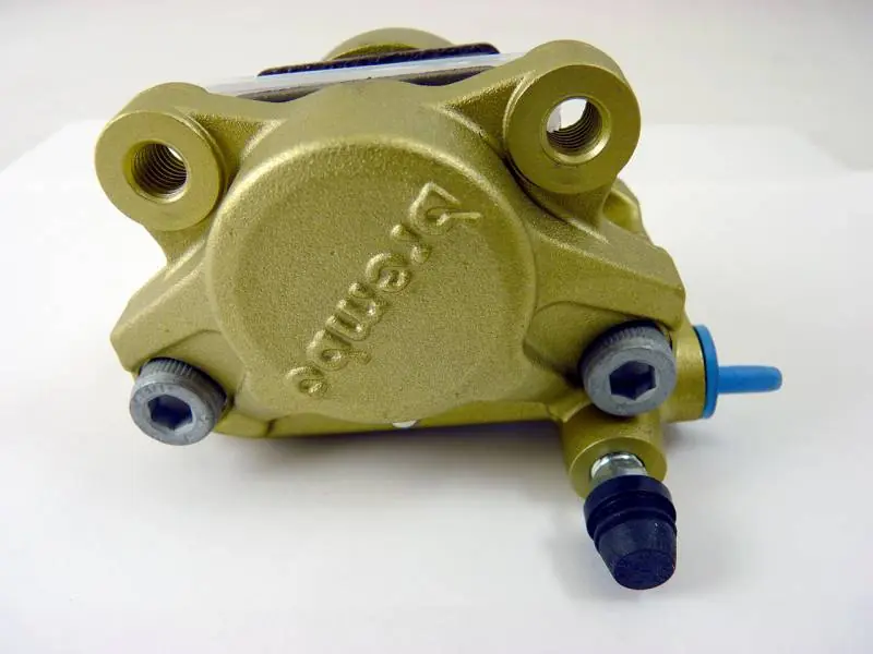 Brembo Caliper, P2 32G w/ Sintered Pads Shape S, Cast 2-Piece, 84mm Axial Mount, Left, Rear, Gold Buy Today