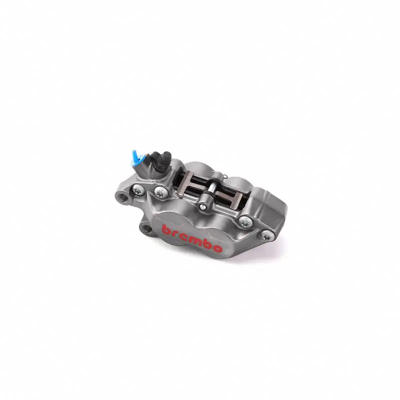 Super Sale Brembo Caliper, Left, P4 30/34mm C, w/ Organic Pads Shape D, Cast 2-Piece, 40mm Axial Mount, Front, Titanium Grey w/ Painted Red Logo
