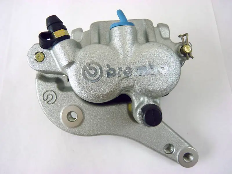 Warranty Included Brembo Caliper, PF 2x28mm w/ Organic Pads Shape V, 95mm Mount, Front, Floating, Left, Silver