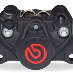 Bulk Order Brembo Caliper, P2 34G, 7.4mm Organic, Left Side Bleeder, Cast 2-Piece, 84mm Axial Mount, Rear, Black w/ Painted Red Logo