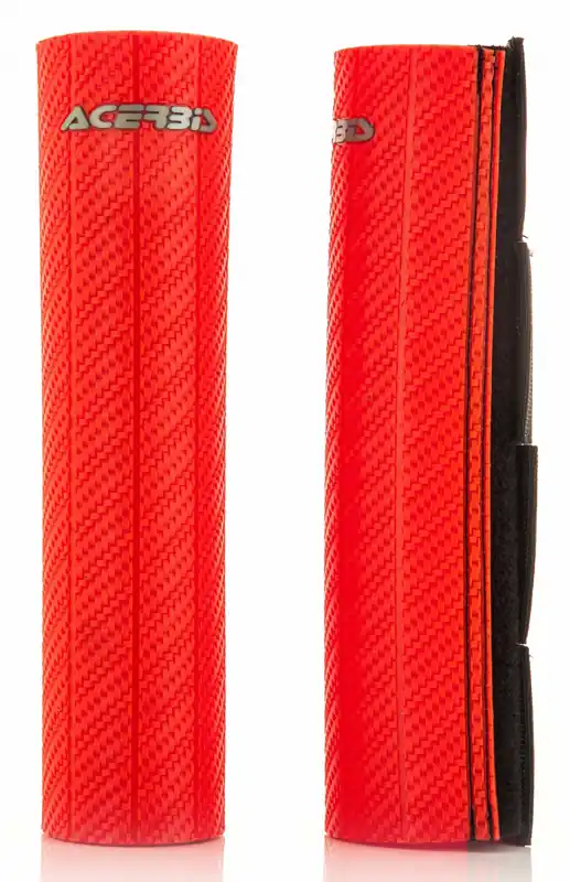 ACERBIS Fork Guard Red - Rubber Fork Protectors with Carbon Look Finish for Motorcycles High Quality