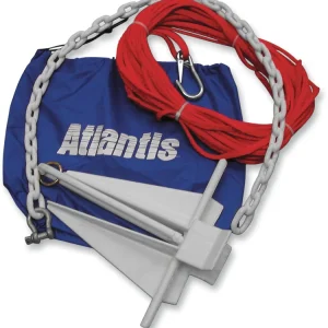 ATLANTIS Jet Boat Anchor with Bag, Rope & Chain - 6.5 lb, Gray and Red (Part No. A2388BL) No Minimum Order