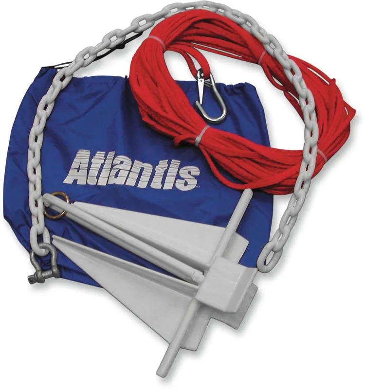 ATLANTIS Jet Boat Anchor with Bag, Rope & Chain - 6.5 lb, Gray and Red (Part No. A2388BL) No Minimum Order