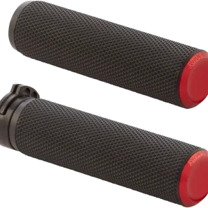 ARLEN NESS Knurled Grips with Cable for Motorcycles - Red 07-336 Brand New