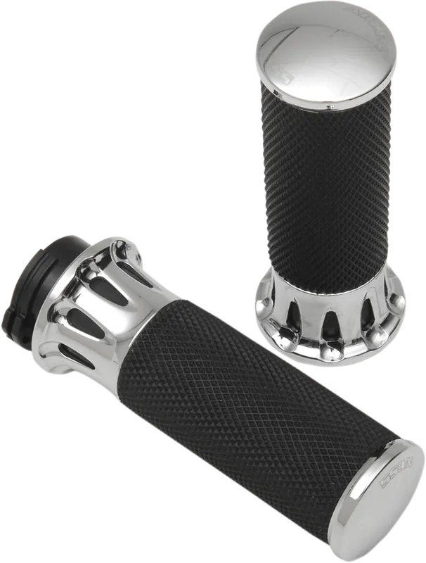 ARLEN NESS Fusion Deep Cut Chrome Motorcycle Hand Grips - Part 07-316 Next Day Delivery