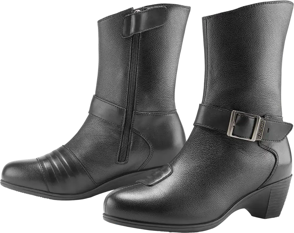 Authentic ICON Women's Tuscadero* Boots - Black, US 6.5 - Slip-Resistant and Comfortable Urban Riding Footwear