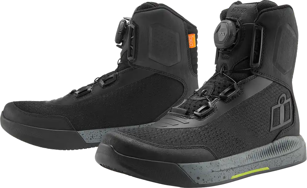 While Supplies Last ICON Overlord Vented Boots - Black US 8 / EU 41 with TechTuff Overlays and BOA Closure