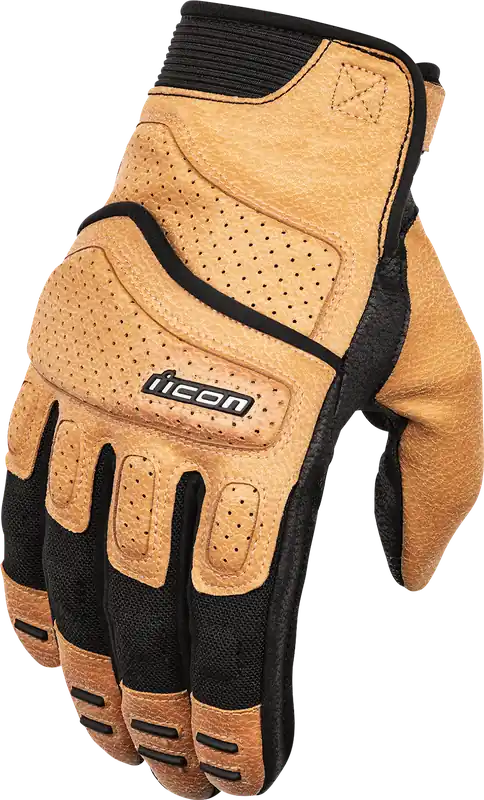 Worldwide Shipping ICON Women's Superduty3* Gloves - Tan - Large | Advanced Motocross and Street Riding Gloves