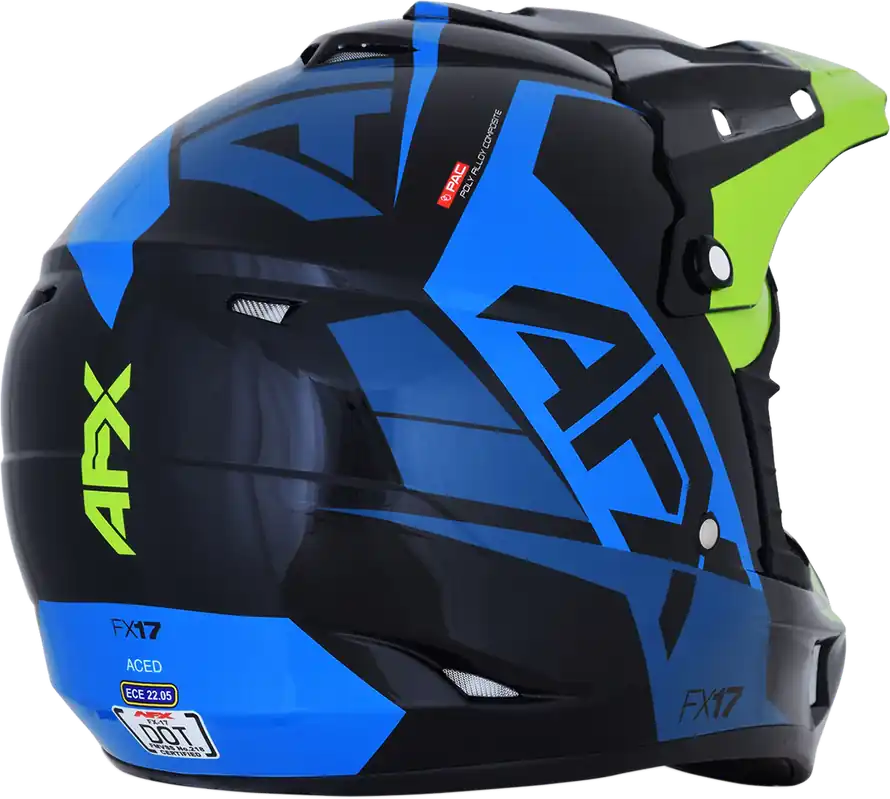 AFX FX-17 Helmet - Aced Blue and Lime - Extra Large (Part #0110-6502) Limited Edition