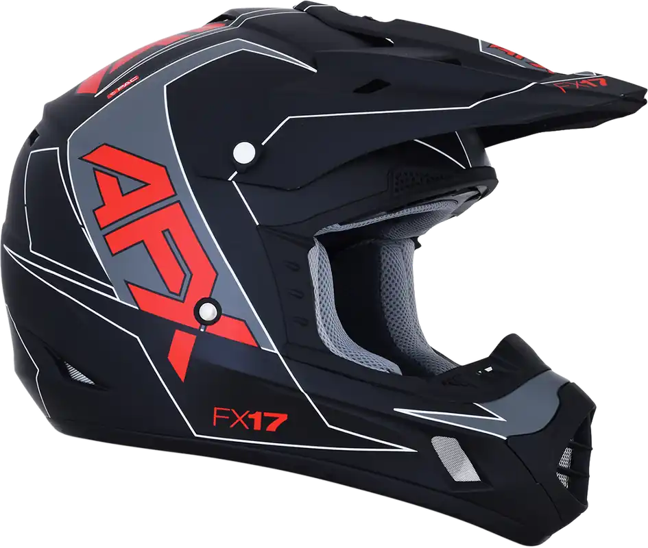 AFX FX-17 Helmet Aced Matte Black/Red Large - Lightweight Poly-Alloy Shell with Removable Vents Sale