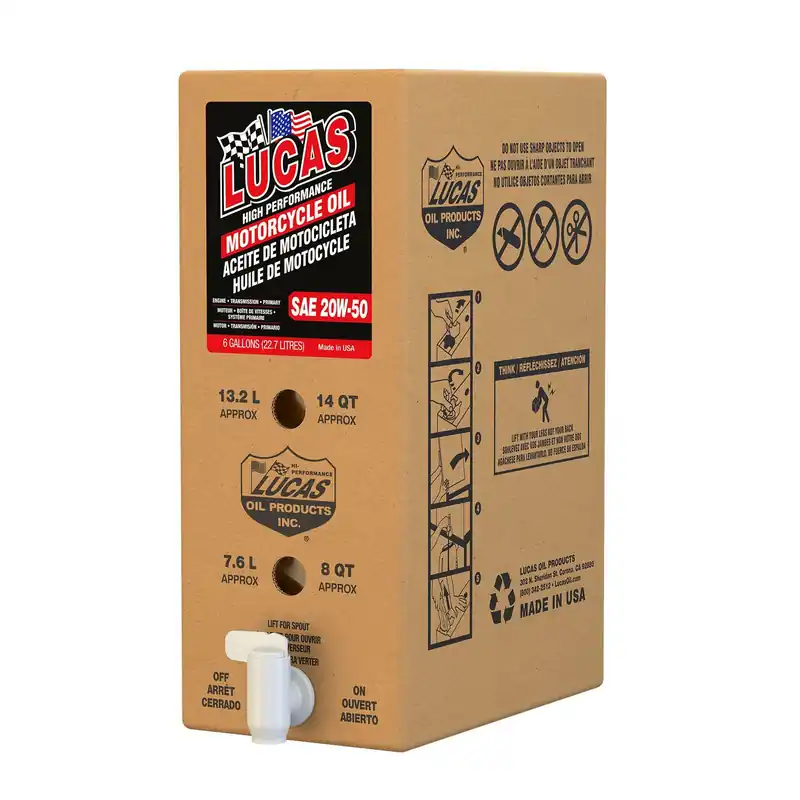 Weekend Sale LUCAS High Performance Motorcycle Engine Oil 20W-50 - 6 Gallon Box